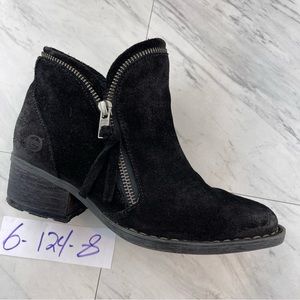 •Born Women's Montoro Black Booties Zip Ankle Boots Size 6 M